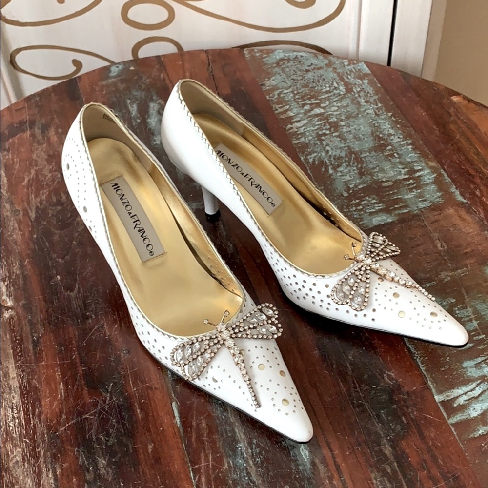 Monzo & Franco Dragonfly Leather Heels Made in Italy.